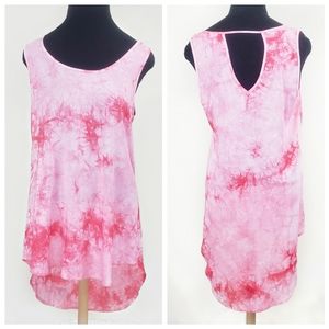 Fun 2 Fun Pink Tie Dye Hi-Lo Tank Top Sz. S